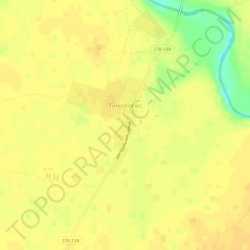 Топографическая карта Тимофеево, высота, рельеф