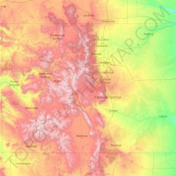 Topograficheskaya Karta Kolorado Vysota Relef